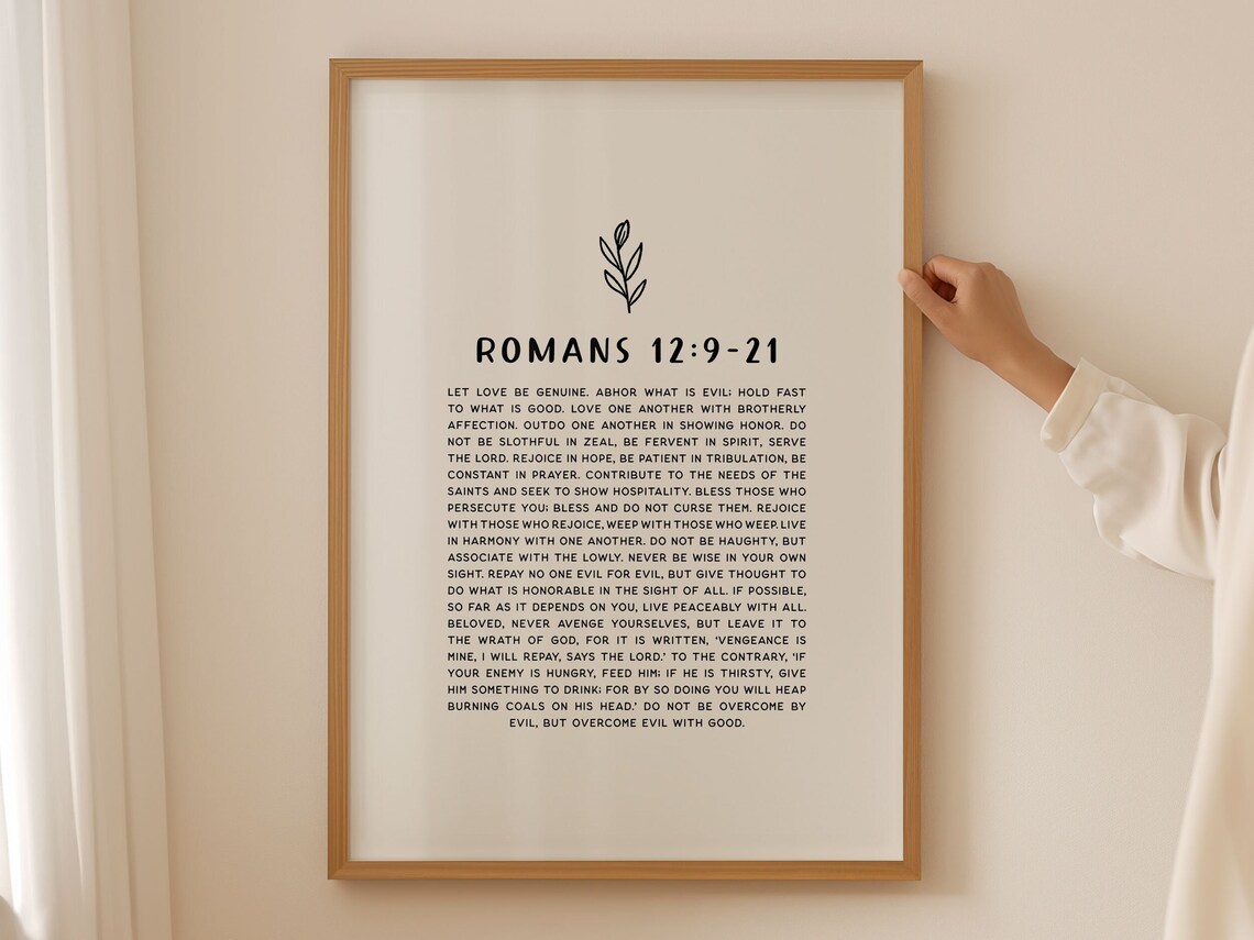 Romans 12:9-21 Bible Verse, Christian Living Art Print