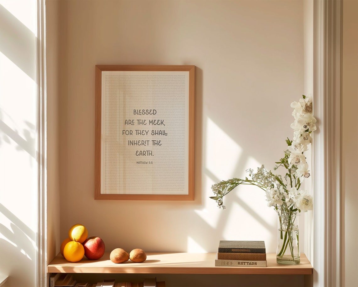 Matthew 5 5 Blessed Are The Meek Gentle Hand Lettered Bible Poster - Image 5
