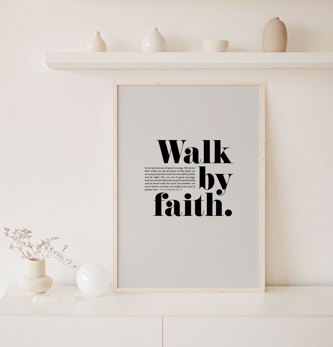 Walk By Faith Bible Verse Wall Art 2 Corinthians 56 9 Christian Modern Scripture Poster Home Decor Contemporary Design - Image 4