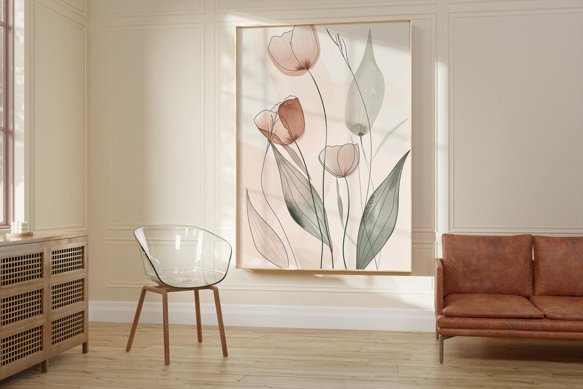 Botanical Flower Art, Minimalist Scandinavian Poster - Image 2