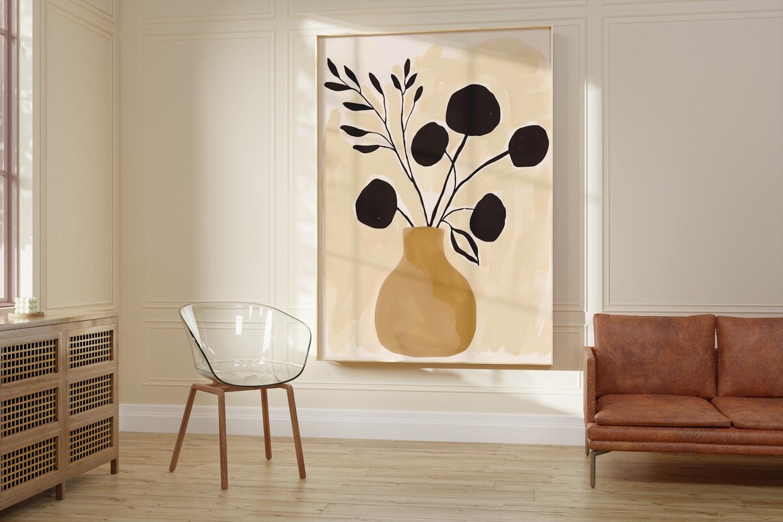 Botanical Flower Art Print, Minimalist Scandinavian Vase - Image 2