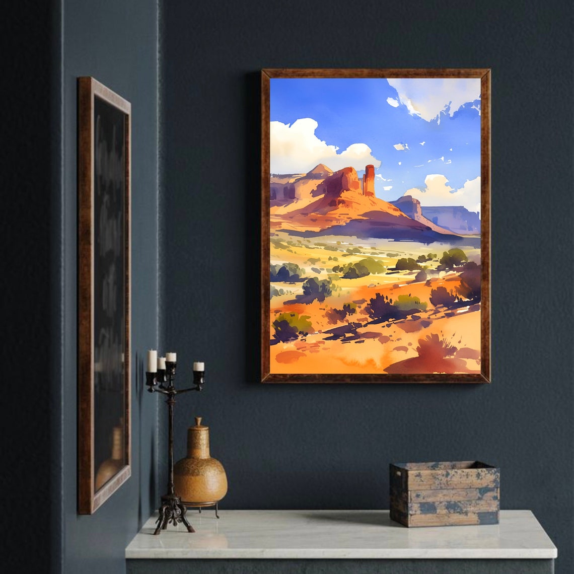 Monument Valley Utah Sunset Red Buttes Desert Watercolor Poster - Image 4