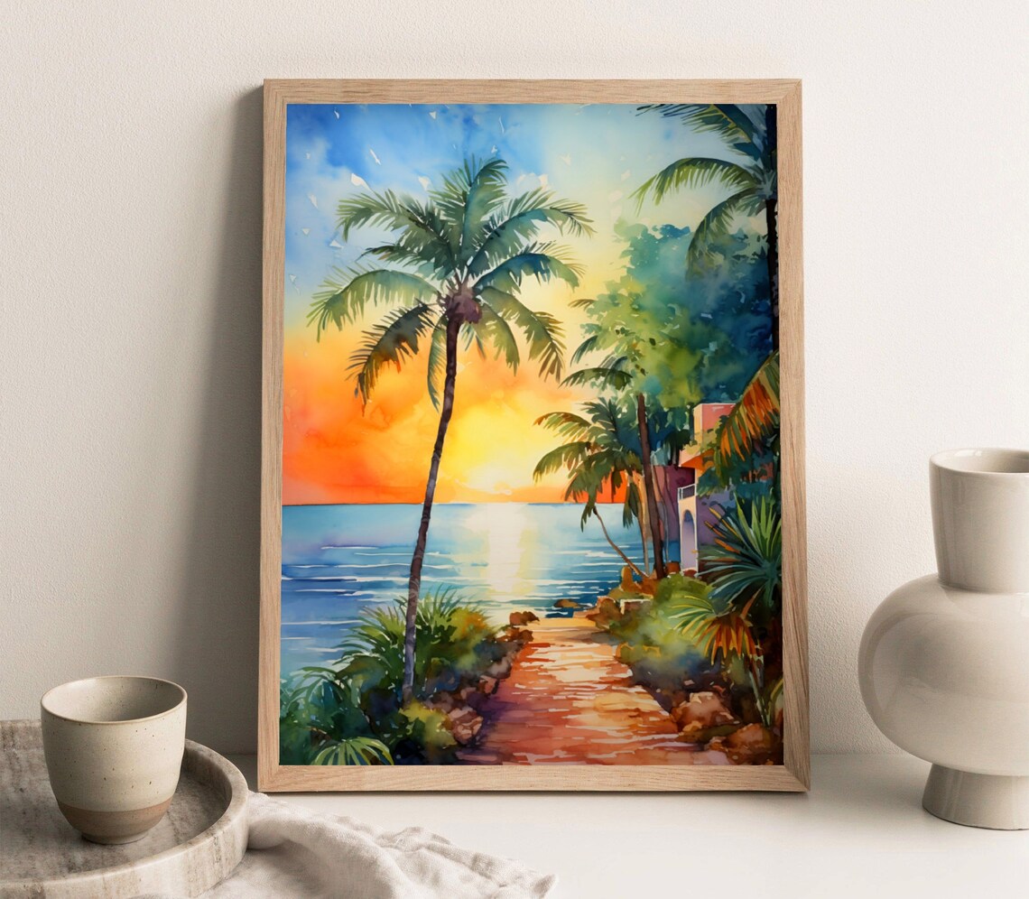 Playa Norte Mexico Watercolor Travel Poster - Image 3