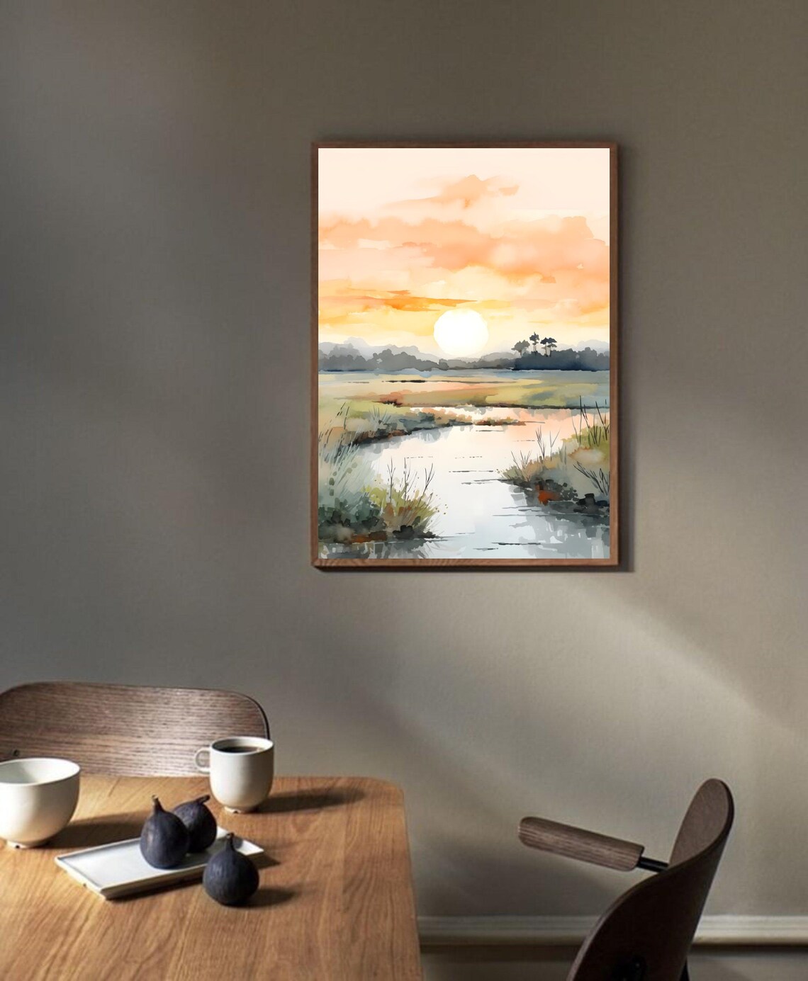 Snake River Sunrise Wetlands Watercolor Neutral Landscape Art Poster - Image 4