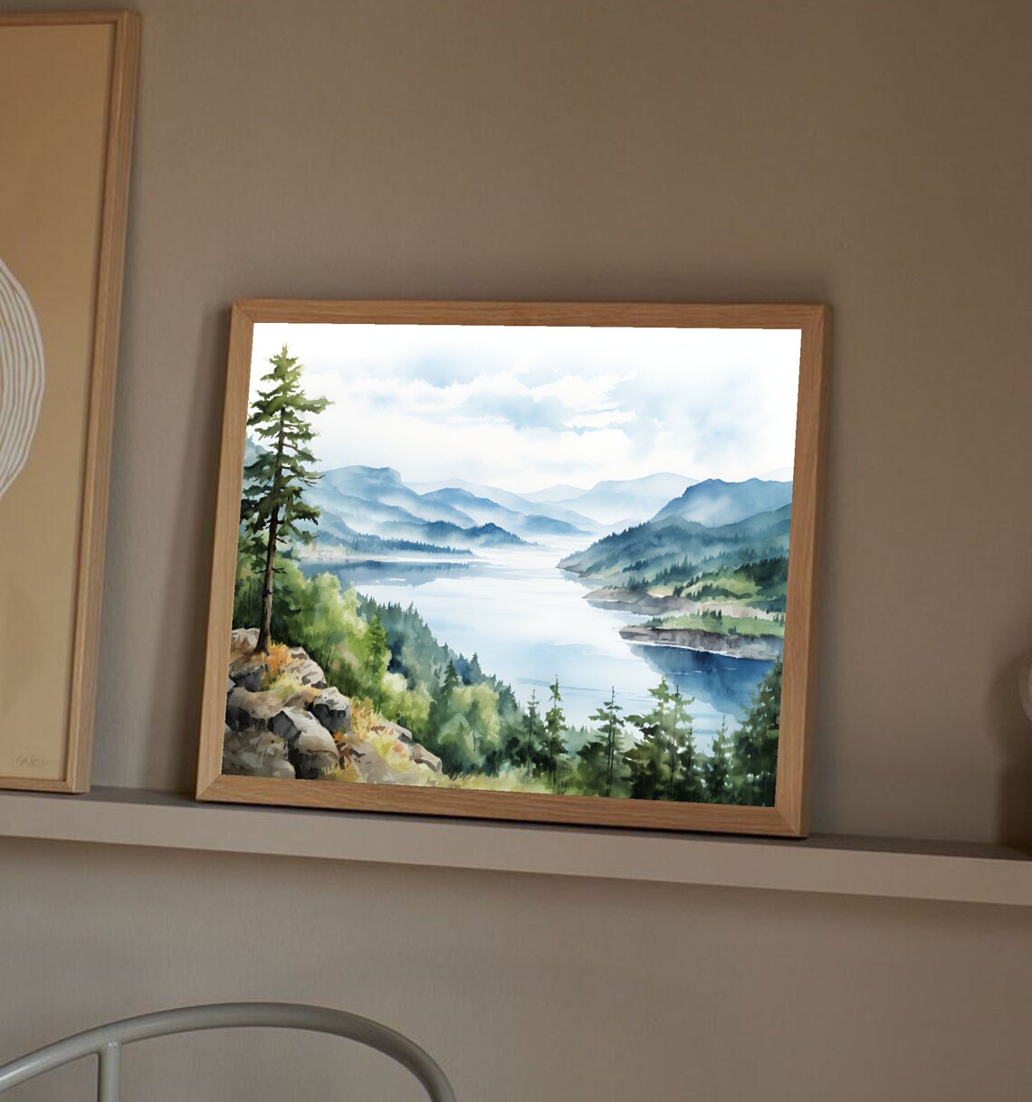 Columbia River Gorge Watercolor Art Print, Oregon - Image 2