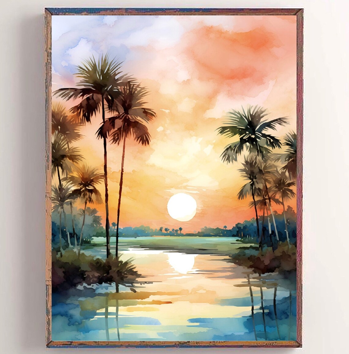 Florida Sunrise Watercolor Palm Beach Landscape Art Print