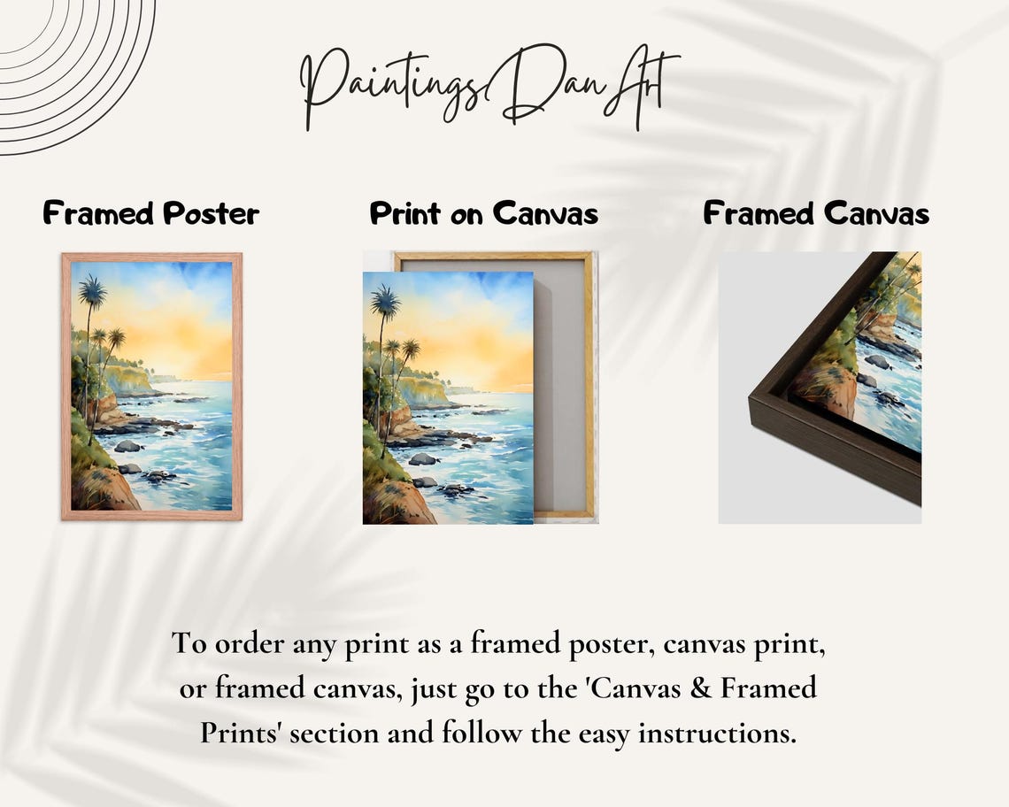 Key West Sunset Coast Palm Trees Ocean Watercolor Art Poster - Image 4