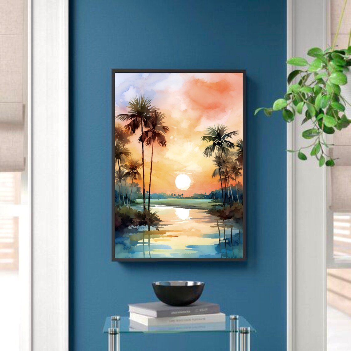 Florida Sunrise Watercolor Palm Beach Landscape Art Print - Image 2
