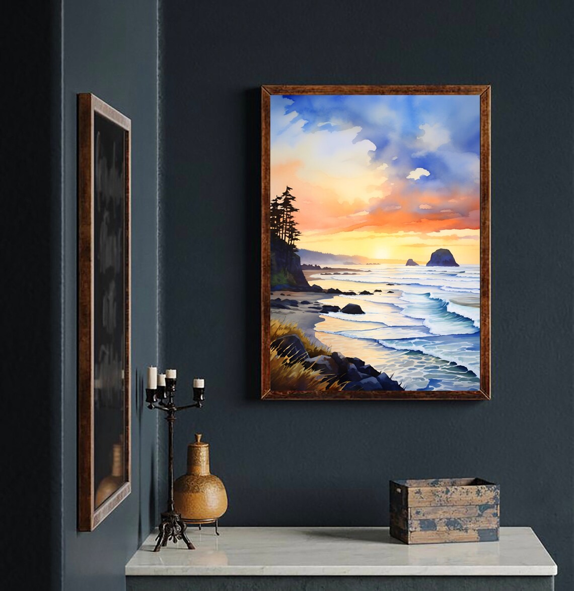 Cannon Beach Watercolor Painting, Oregon Travel Poster - Image 2