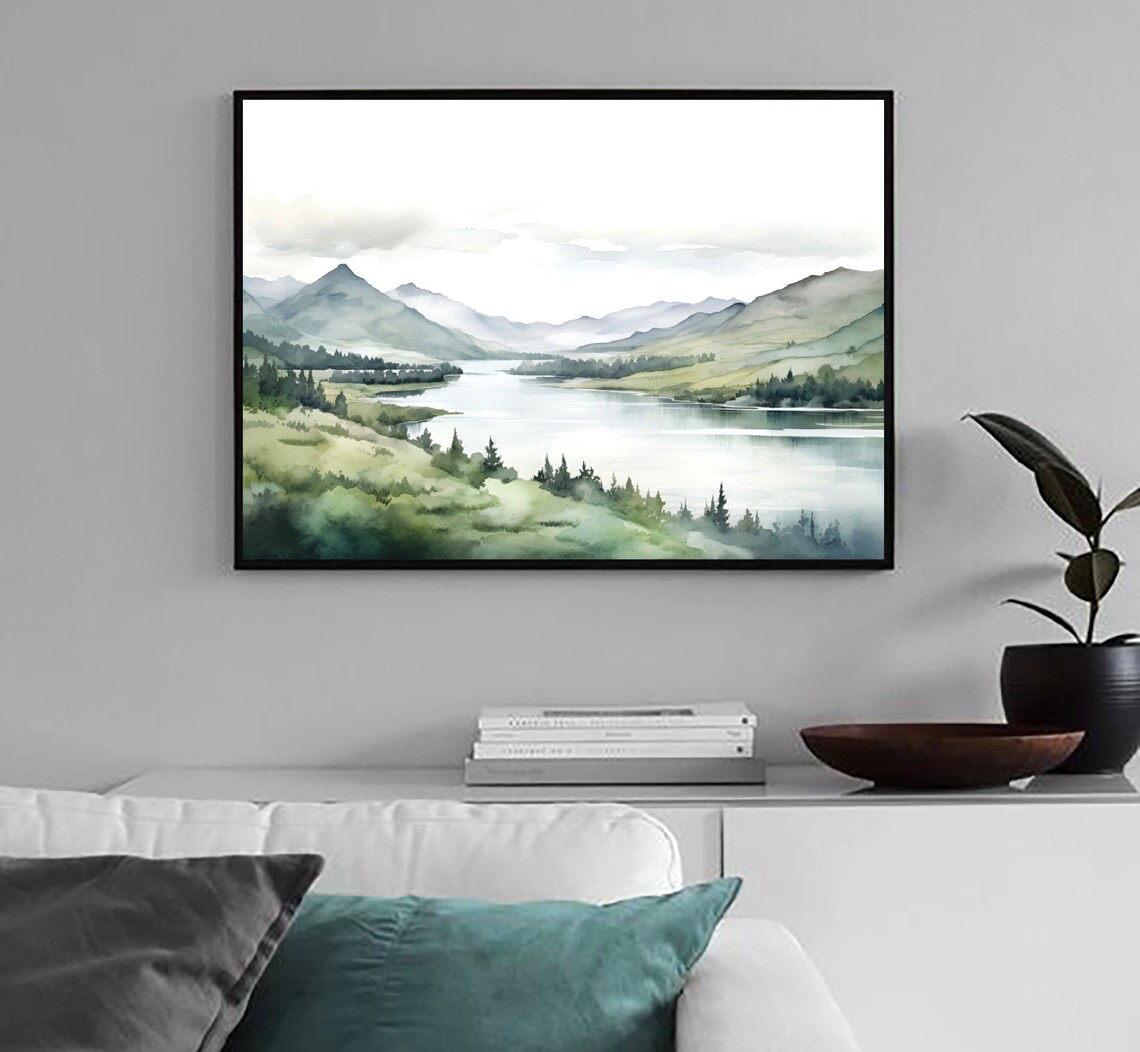Columbia River Watercolor Art Print, Washington Landscape - Image 2