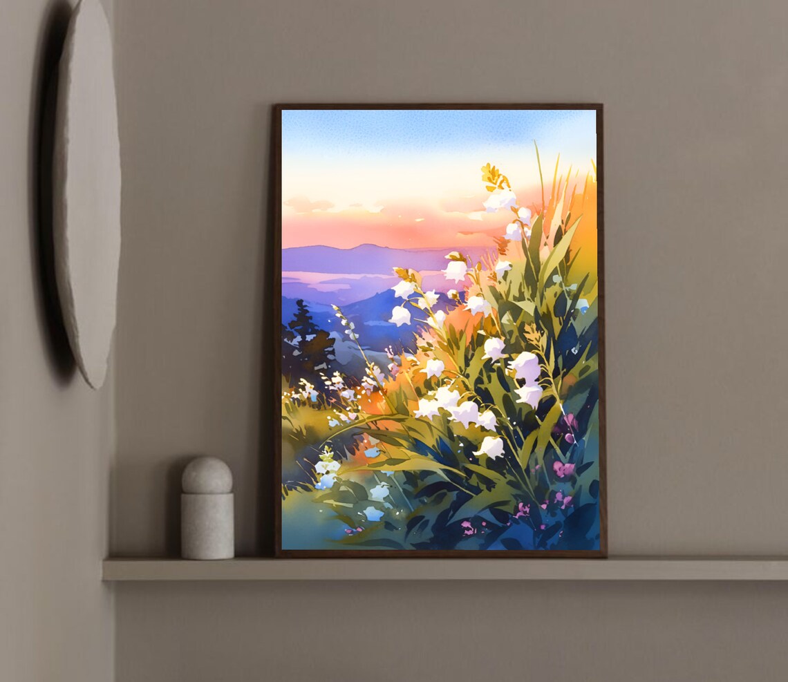 Utah Lilies Sunset Mountain Wildflower Watercolor Floral Art Poster - Image 4