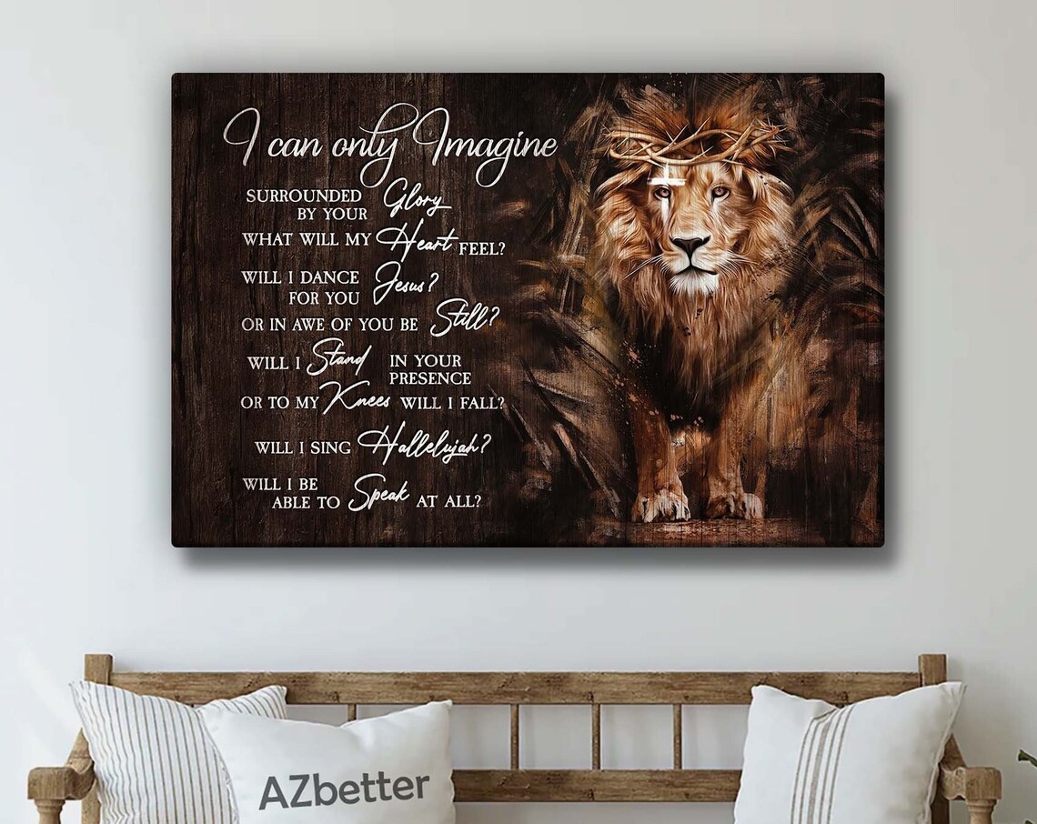 I Can Only Imagine Christian Lion Crown of Thorns Lyric Faith Poster