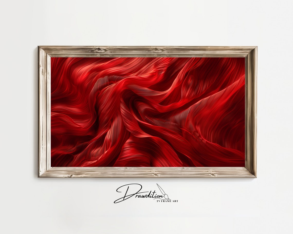 Red Silk Waves Abstract 3D Bold Textured Modern Crimson Poster
