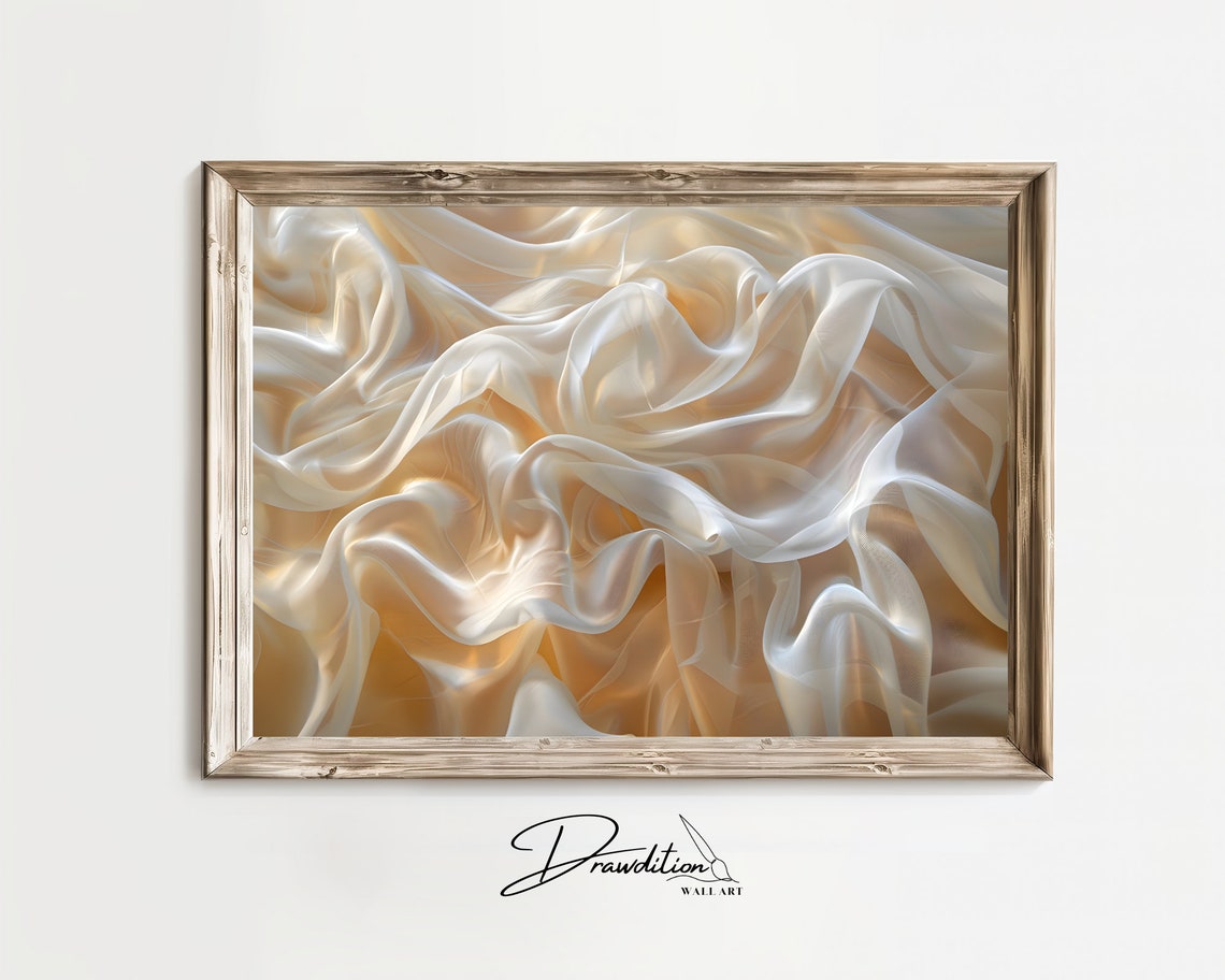 Elegant Cream Beige Flowing Silk Waves Calm Neutral Abstract Poster