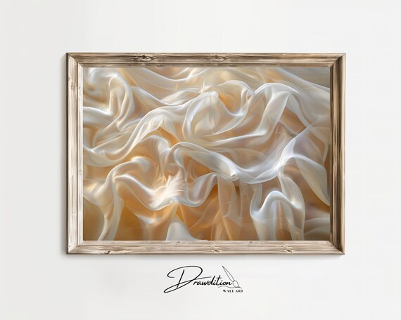 Elegant Cream Beige Flowing Silk Waves Calm Neutral Abstract Poster