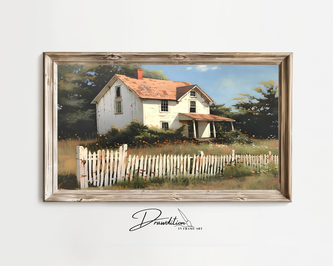 Rustic Rural Art Print, Farmhouse Cottage Style