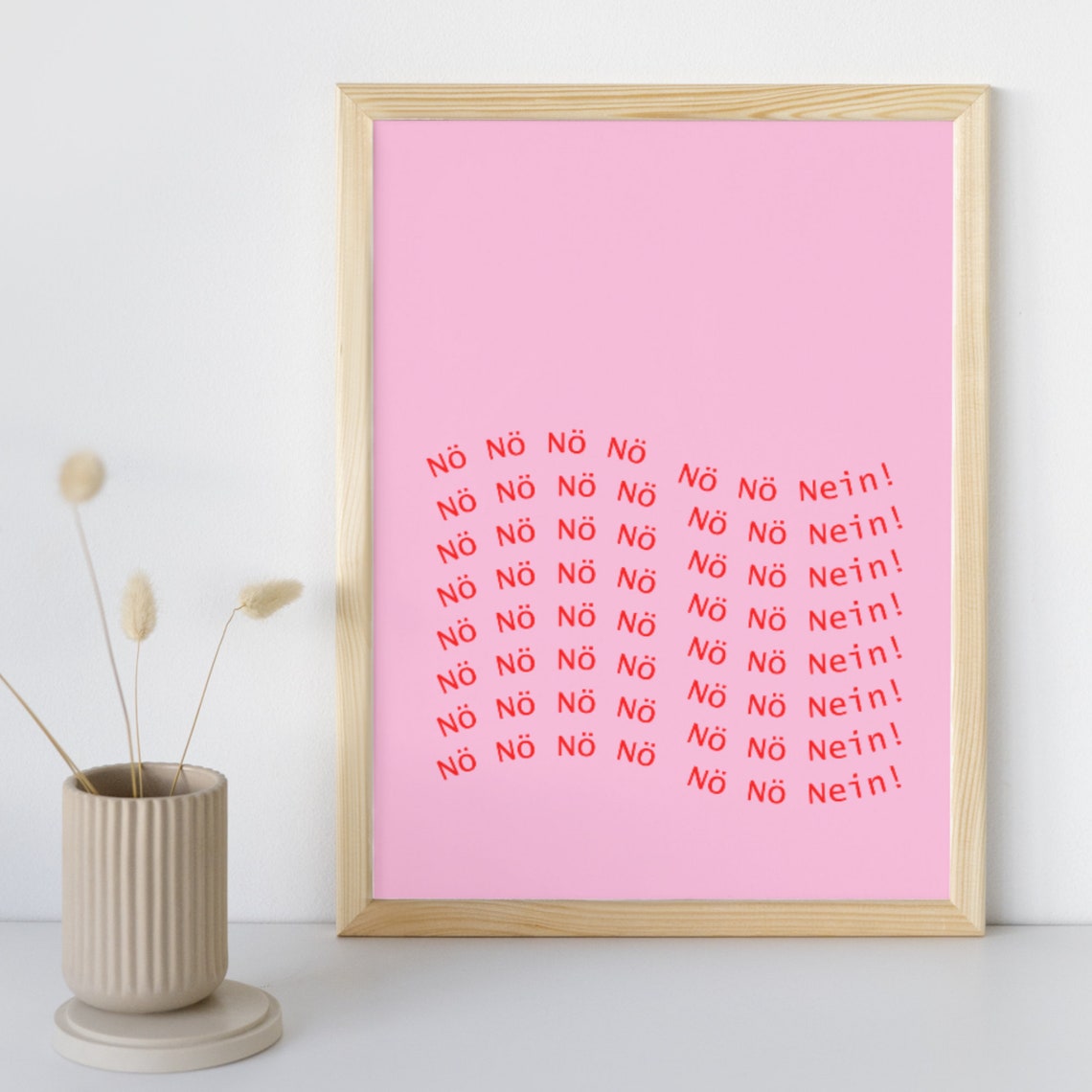 No No No German Nein Quote Funny Red Pink Typography Wall Poster - Image 3