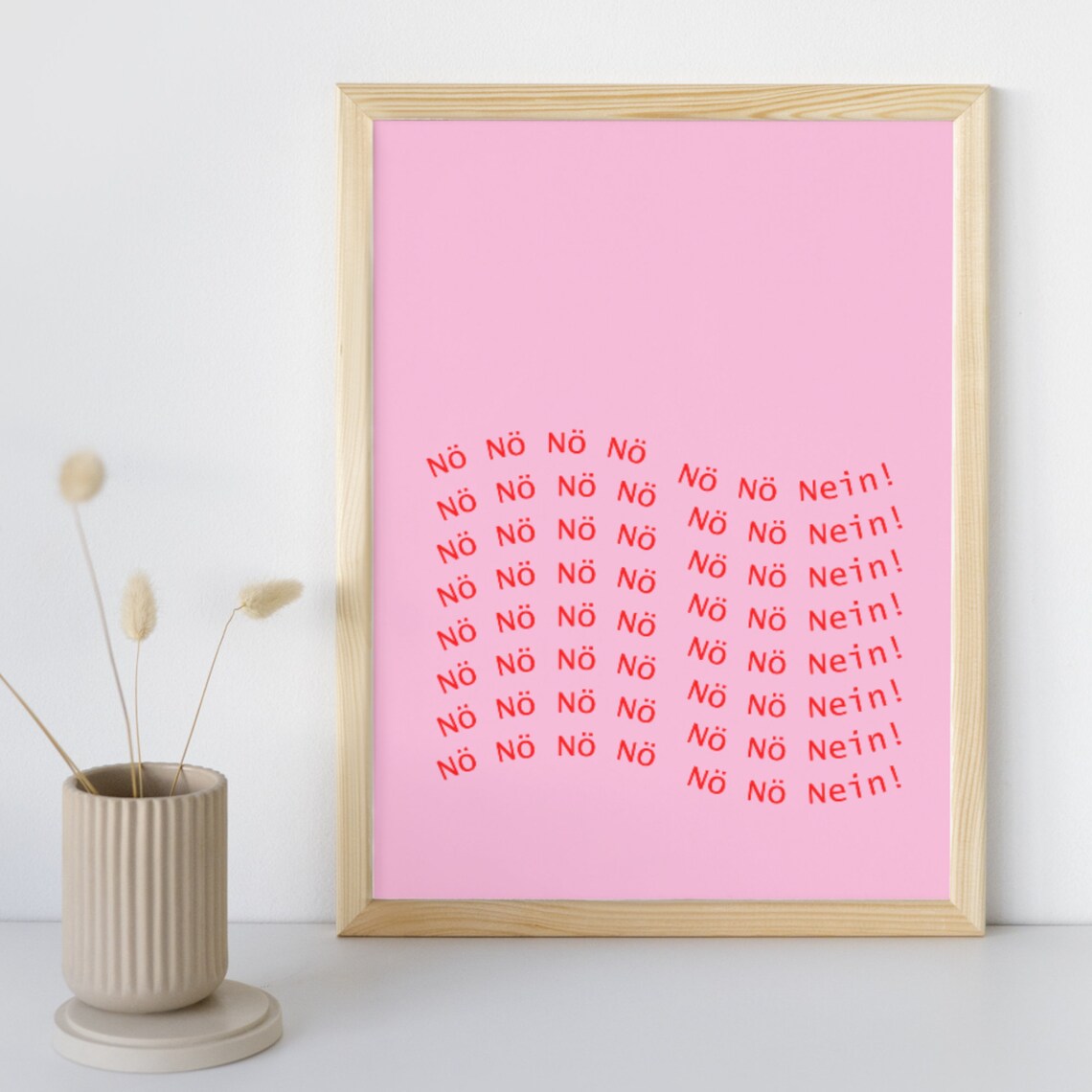 No No No No Funny Poster For Home A4 A5 Print Red Pink Decor Mural File - Image 3