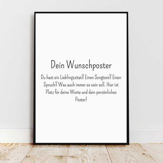 Your Poster With Desired Text Personalized Saying Your Design I Individual Design File Gift Decor