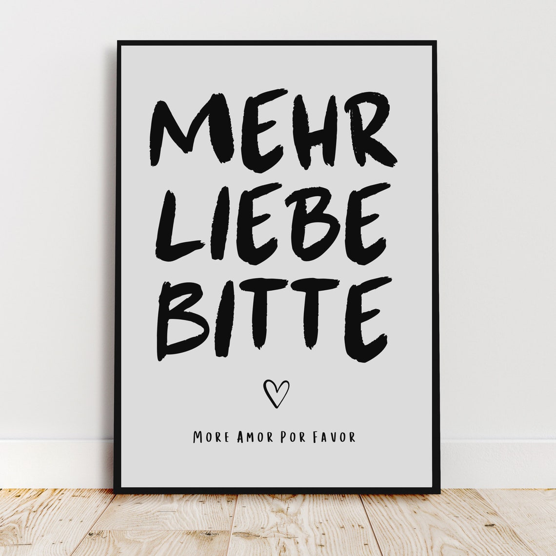 More Love Please Quote Poster Black and White Typography Decor