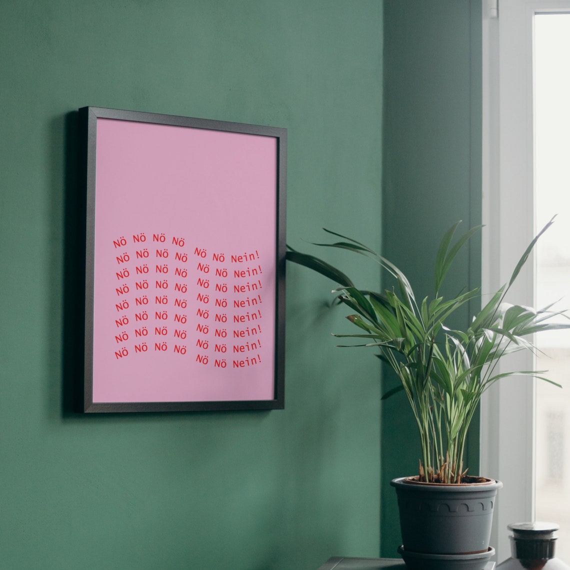 No No No German Nein Quote Funny Red Pink Typography Wall Poster - Image 4