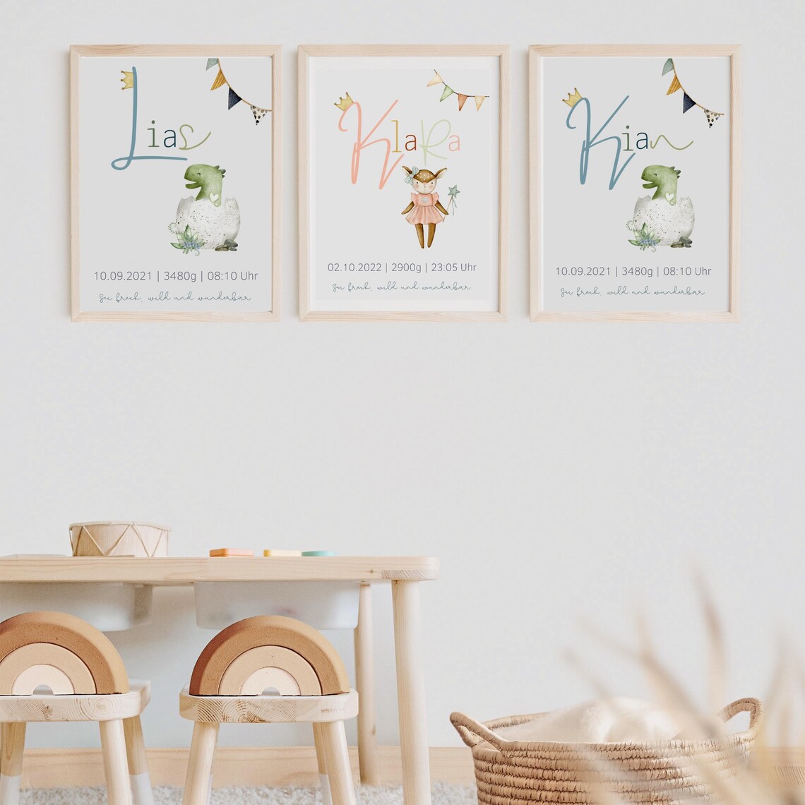 Personalized Birth Poster with Watercolor Deer for Baby Girl Nursery - Image 2
