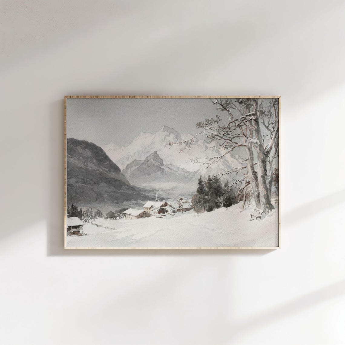 Snowy Alps Landscape Vintage Wall Art Muted Rustic Winter Farmhouse Home Decor Vivid Art Print Ec 091 - Image 2