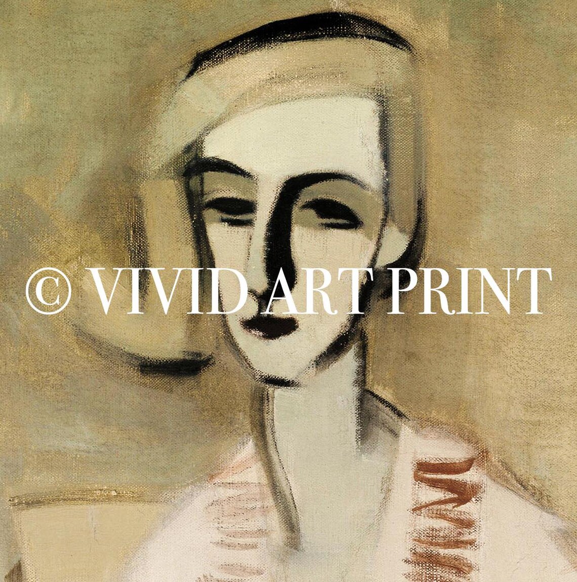 Vintage Abstract Portrait, Antique Neutral Decor - Image 4
