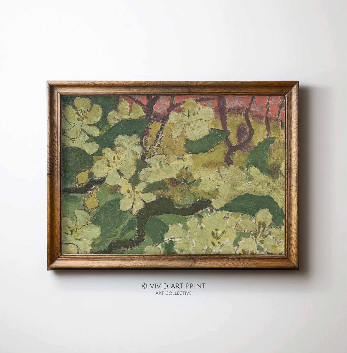Vintage Floral Blossoms Art Print, Cottage Core