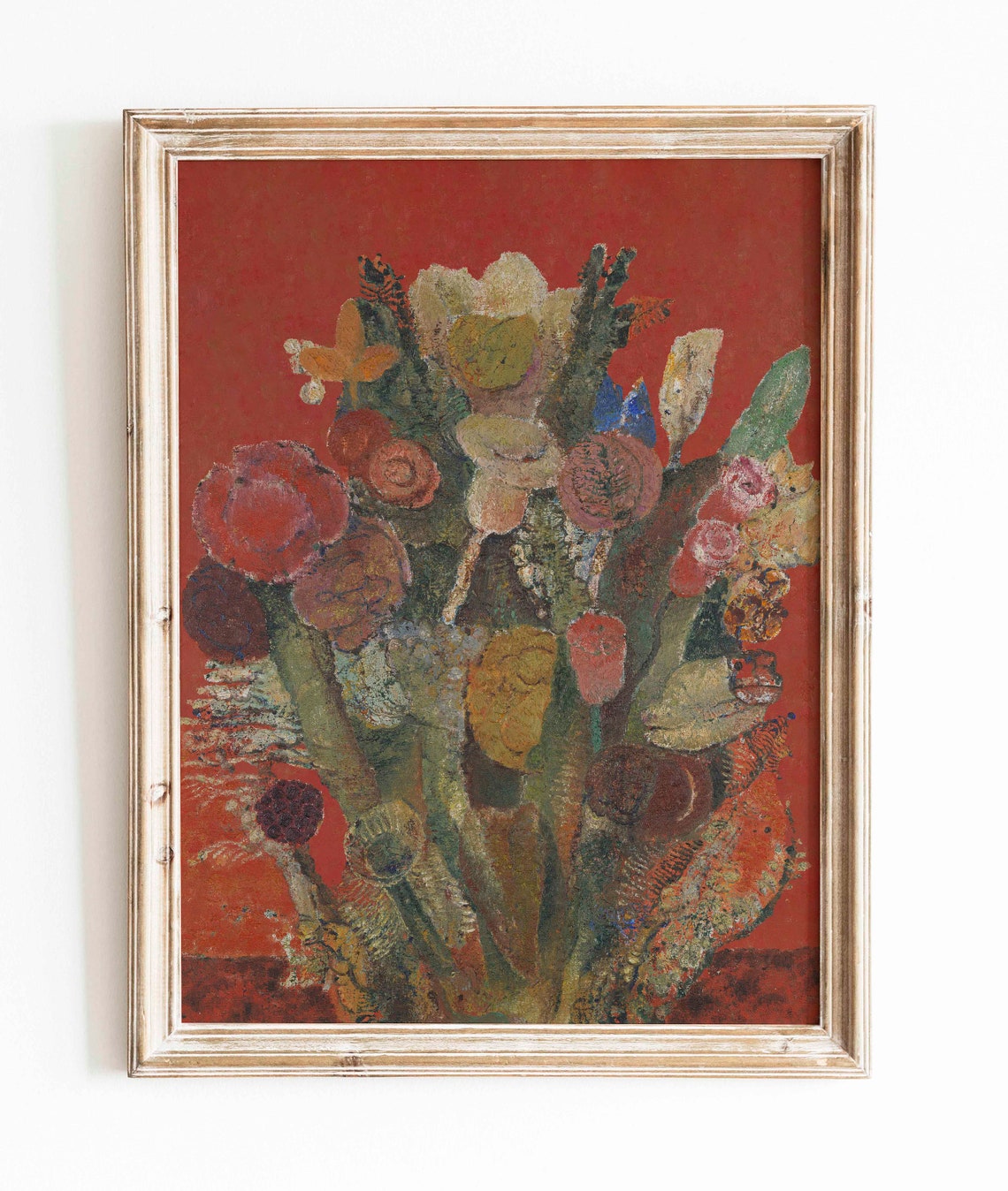 Antique Botanical Flower Bouquet Abstract Art Print - Image 2