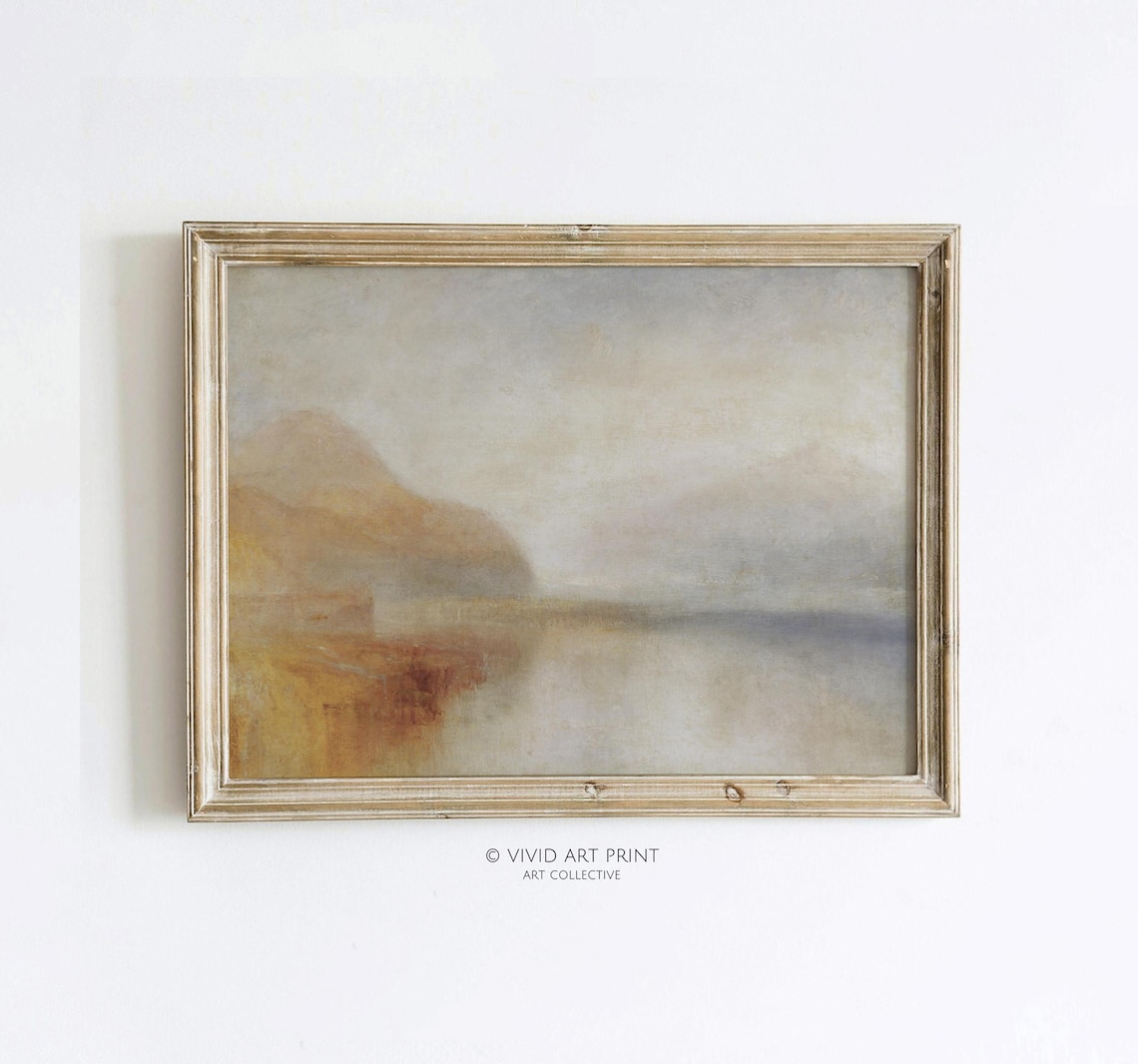 Muted Abstract Landscape, Neutral Cottage Core Art Print