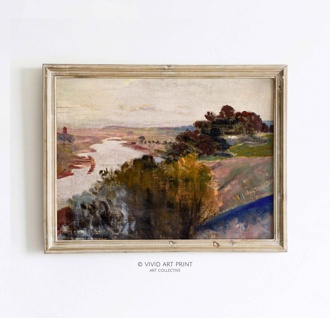 Abstract River Valley Landscape Wall Art Vintage Cottage Core Home Decor Fine Art Vivid Art Print Jm 613