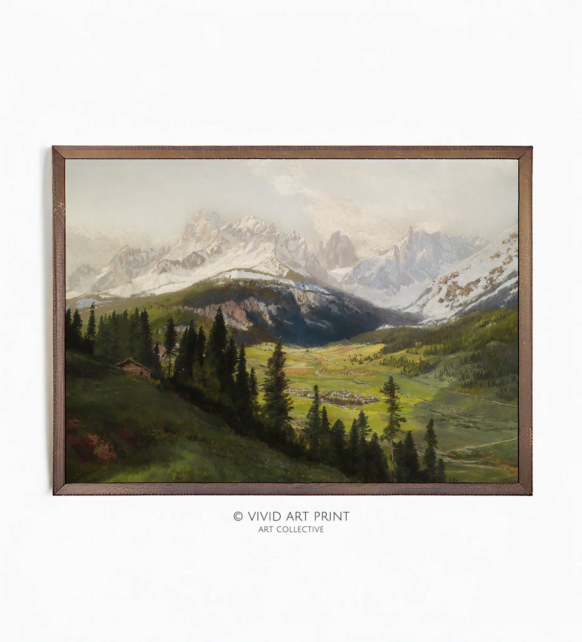 Mountain Landscape Painting Art Vintage Instant Home Decor Vivid Art Print Dv 109