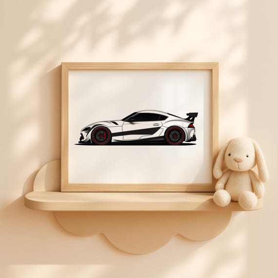 Nursery Racing Car Wall Art Baby Boy Room Decor Sports Vehicle Poster For Toddler Print