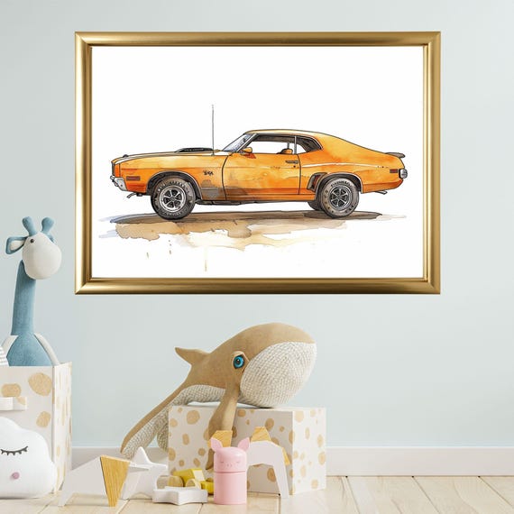 Boys Car Wall Art Set Of 6 Watercolor Vehicles Nursery Transportation Decor Race Prints Kids Room
