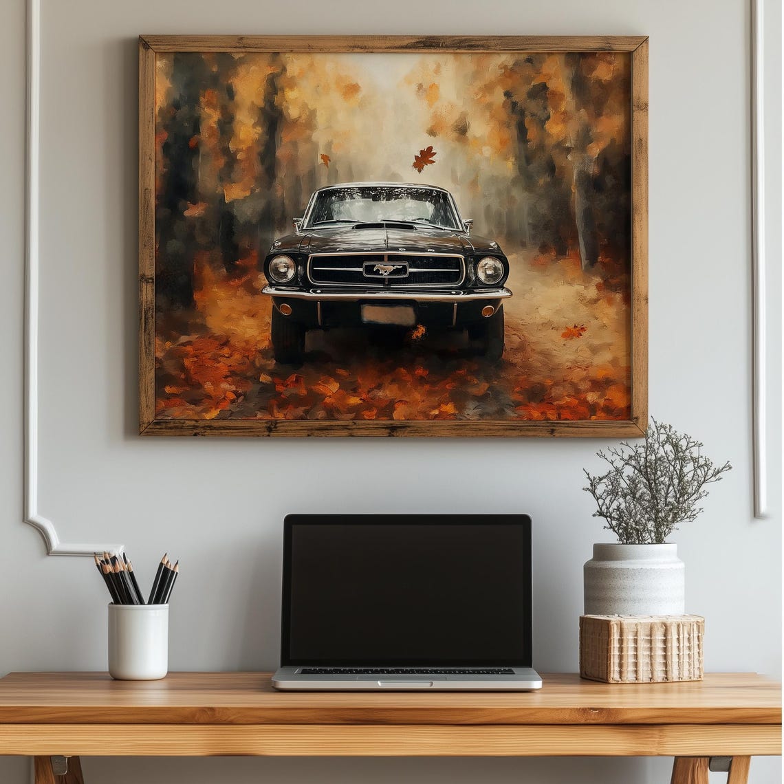 Vintage Autumn Landscape Print Rustic Vehicle Wall Art