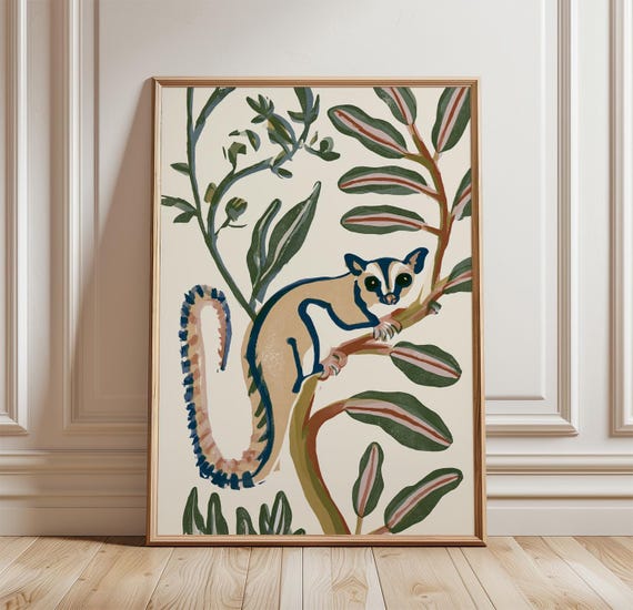 Sugar Glider Botanical Animal Art Print