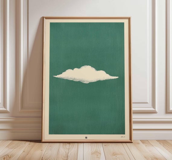 Minimalist Cloud Print Japanese Inspired Wall Art Calm Sky Poster Simple Artwork Zen Style Nature Decor