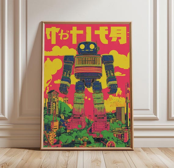 Japanese Robot, Retro Sci Fi Poster