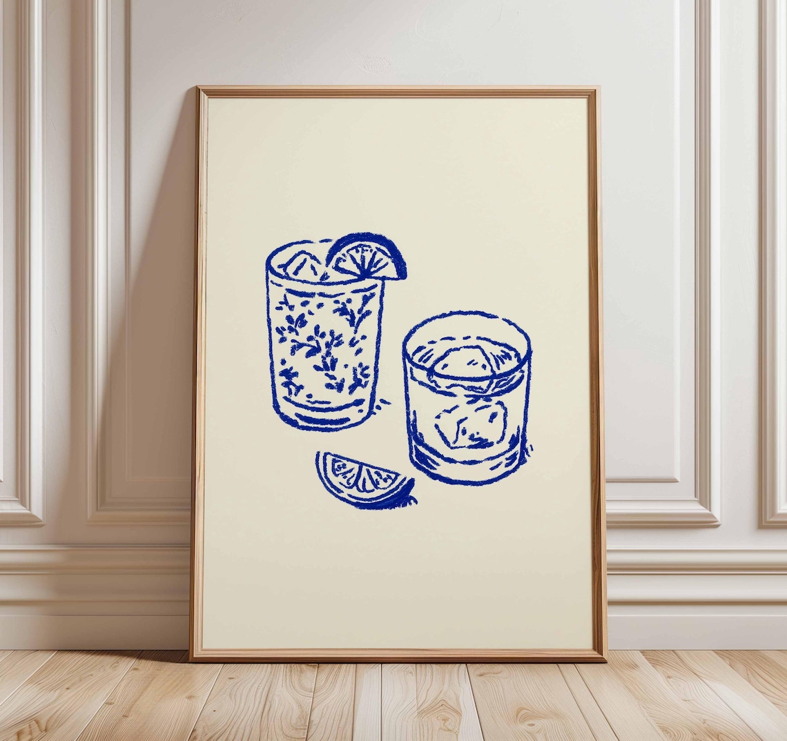 Cocktail Glasses, Minimalist Bar Art Print