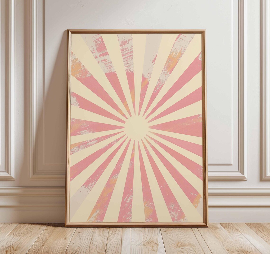 Sunburst Rays Retro Abstract Sunrise Art Print