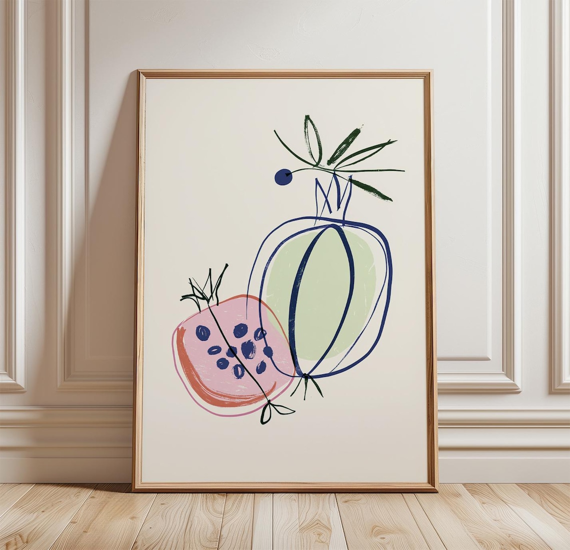 Pomegranate Fruit, Minimalist Kitchen Wall Art