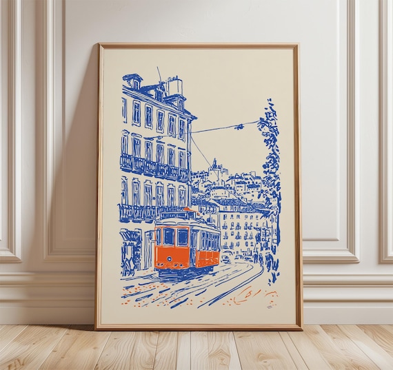 Lisbon Tram Travel Poster, City Illustration