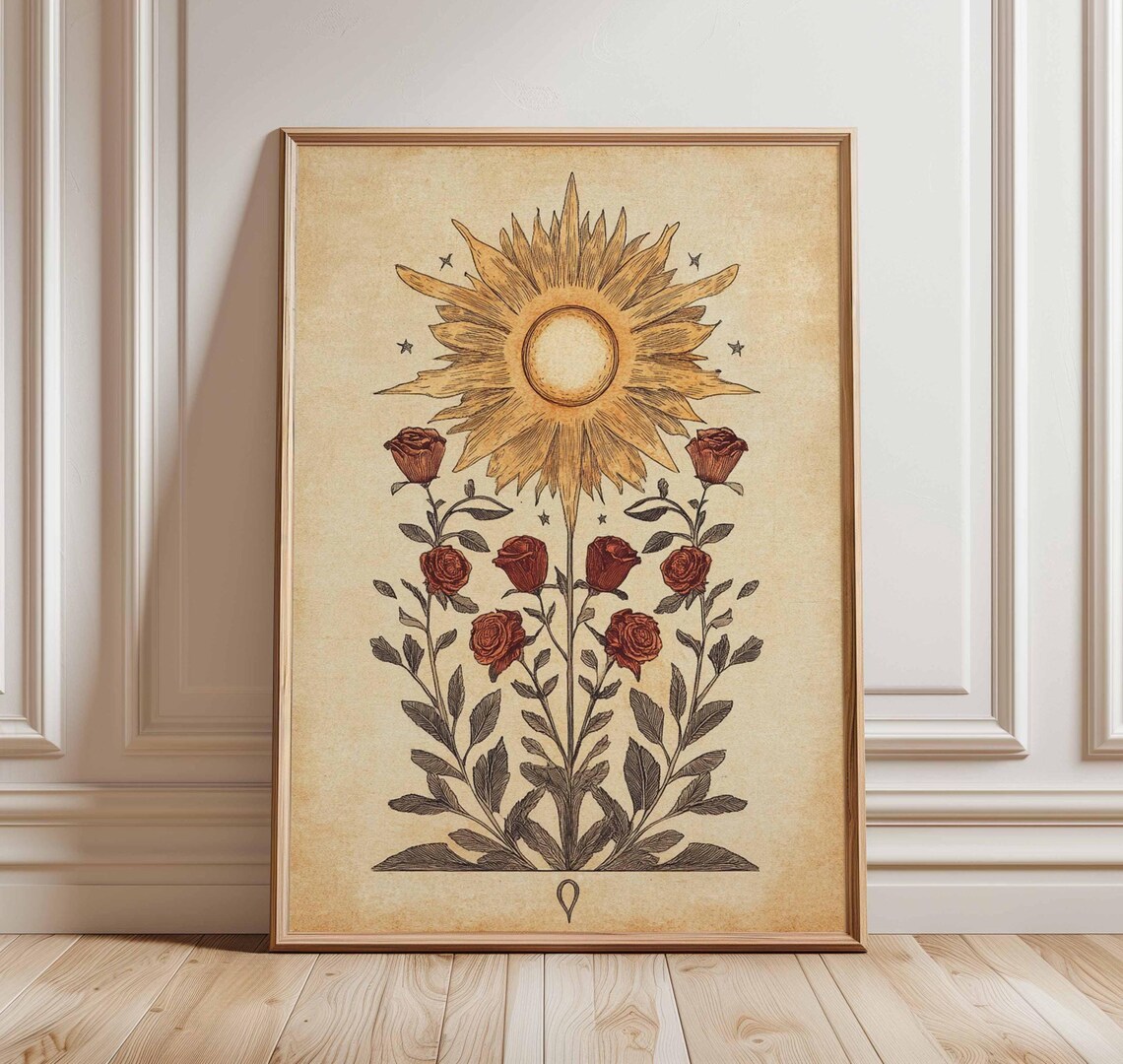Sun And Roses Vintage Botanical Art Print