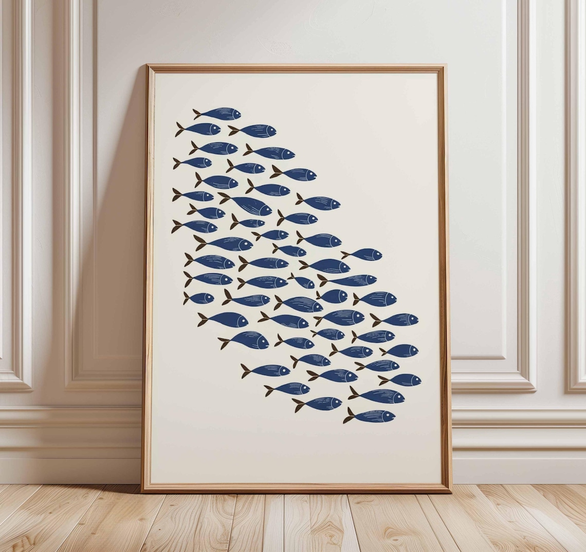 Minimalist Fish Poster, Coastal Ocean Art Print