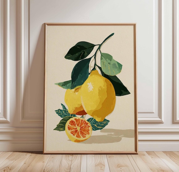 Lemon and Blood Orange Citrus Botanical Kitchen Art Tuscan Poster