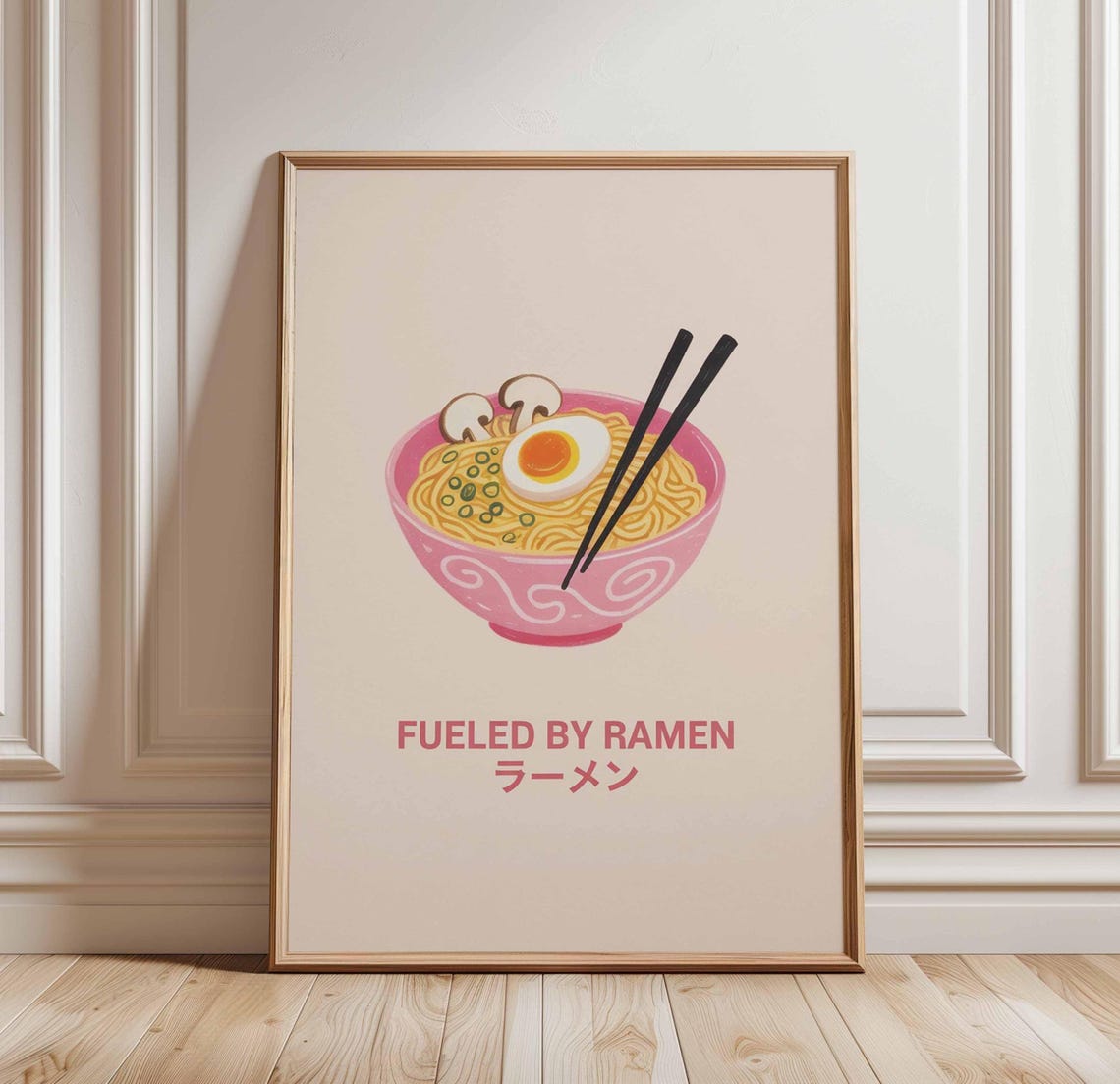 Fueled by Ramen Funny Pink Noodle Bowl Japanese Kitchen Poster