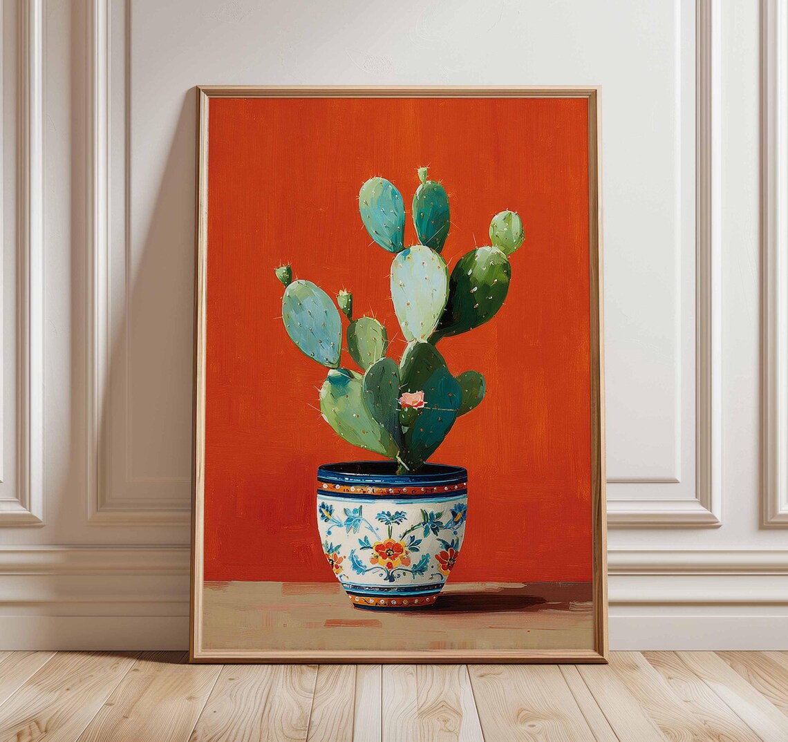Cactus Art Print, Mexican Pottery Southwest Decor