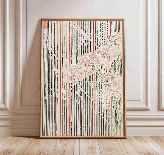 Japanese Chrysanthemum Poster Abstract Floral Wall Art Print Minimalist Zen Botanical Decor Modern Line Style Unframed Artwork