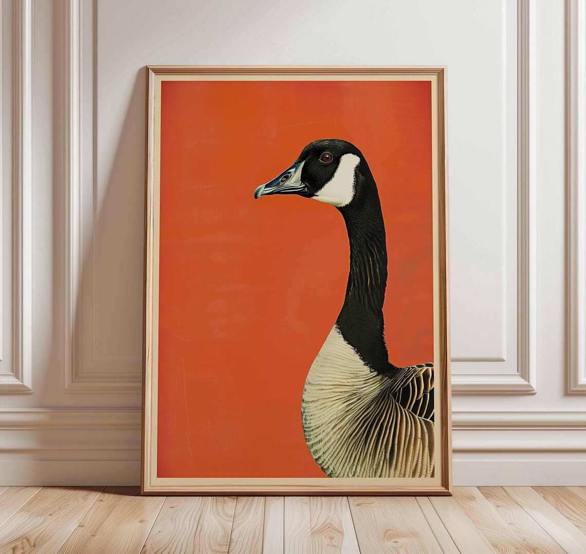 Canada Goose Poster, Modern Wildlife Illustration